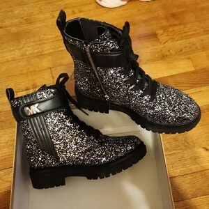 Michael Kors Womens Glitter Boots - Black and Silver